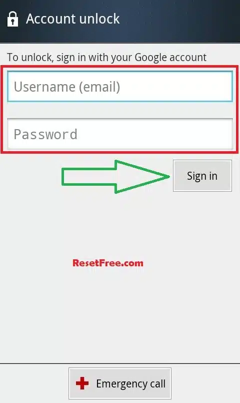 Unlock pattern lock with Google account